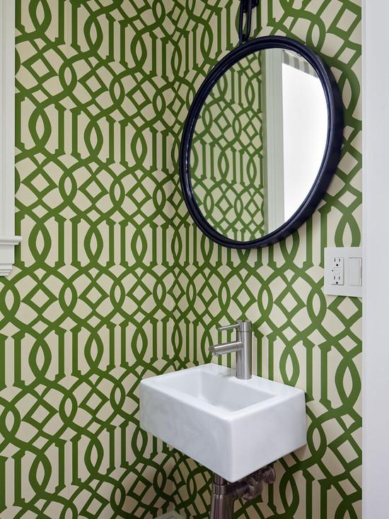 Papel de parede de banheiro com estampas verde
