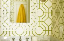 Papel de parede de banheiro verde
