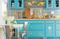 Papel de parede na cozinha azul