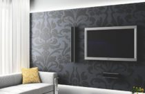 Sala de TV com papel de parede