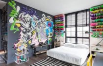 Grafite colorido para quarto de menino