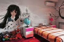 Grafite com desenho japonês em quarto para menina