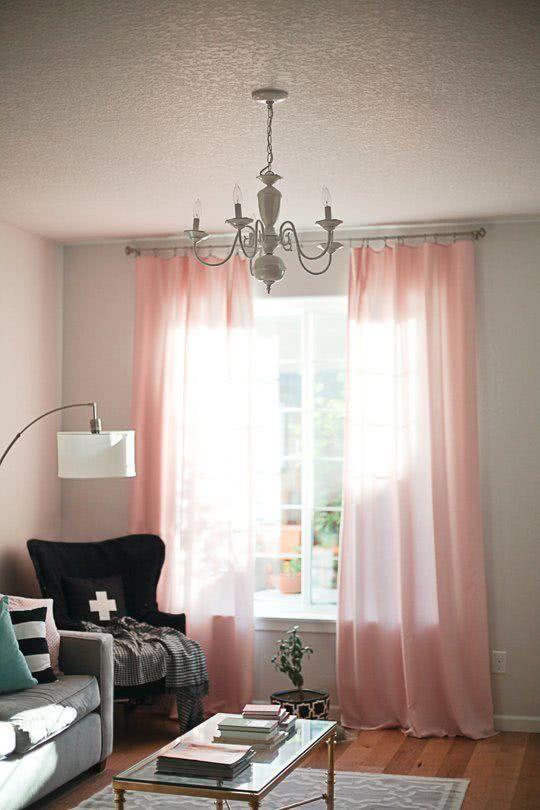 Cortina rosa para sala de estar