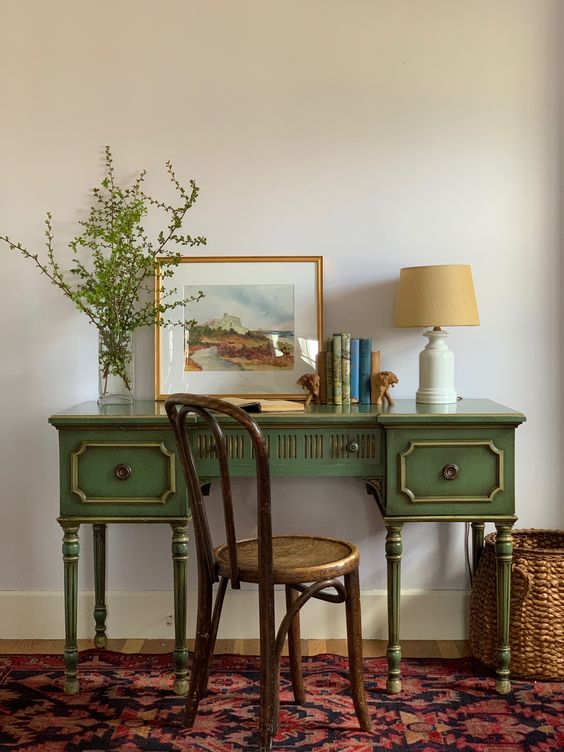 Mesa vintage verde-oliva